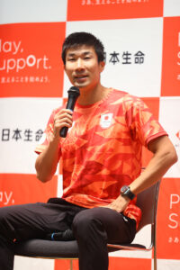 早田ひな選手、桐生祥秀選手、出口クリスタ選手、出口ケリー選手チームニッセイ報告会4