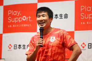 早田ひな選手、桐生祥秀選手、出口クリスタ選手、出口ケリー選手チームニッセイ報告会5