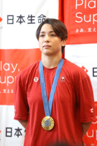 早田ひな選手、桐生祥秀選手、出口クリスタ選手、出口ケリー選手チームニッセイ報告会10